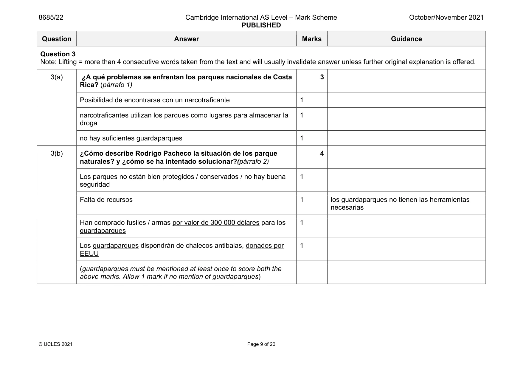 Mark scheme, page 9 of 20