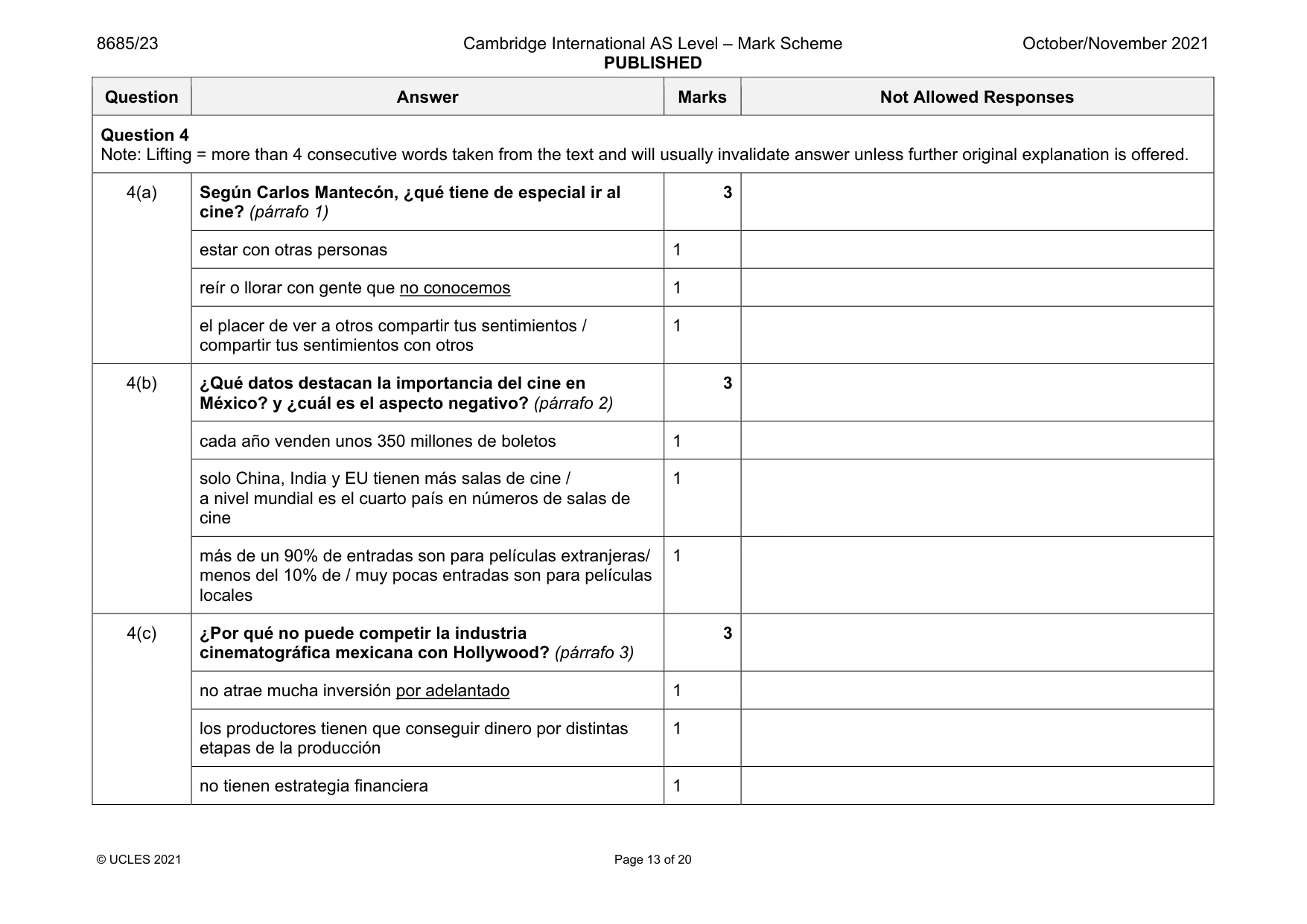 Mark scheme, page 13 of 20