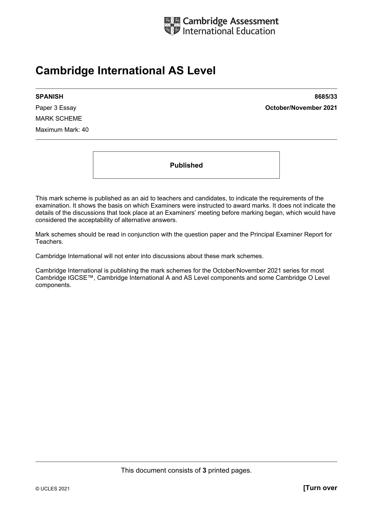 Mark scheme, page 1 of 3