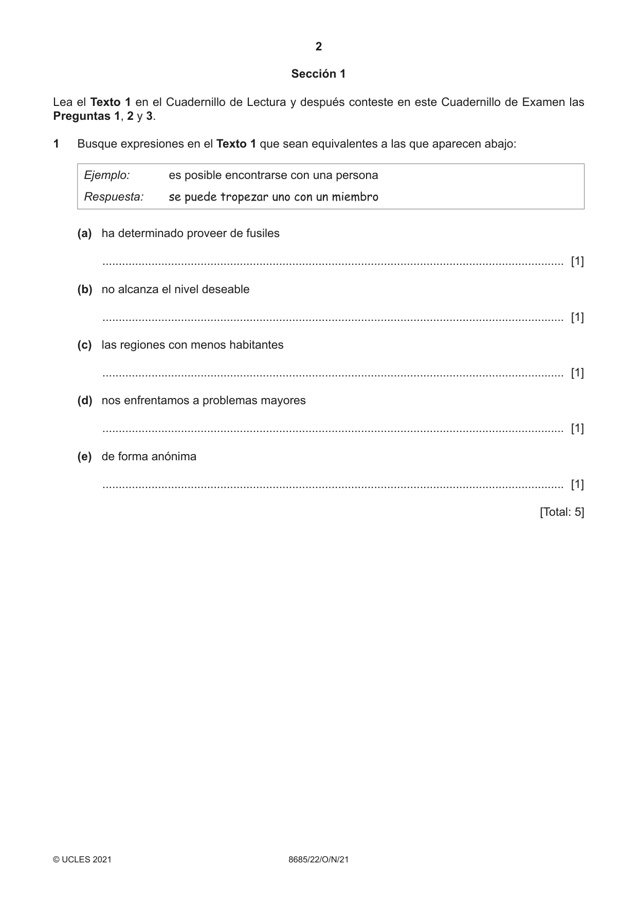 Cambridge A Level Spanish - Language (AS Level only) 8685 2021 Oct/Nov Paper 2 · Variant 2 question paper, page 2 of 8