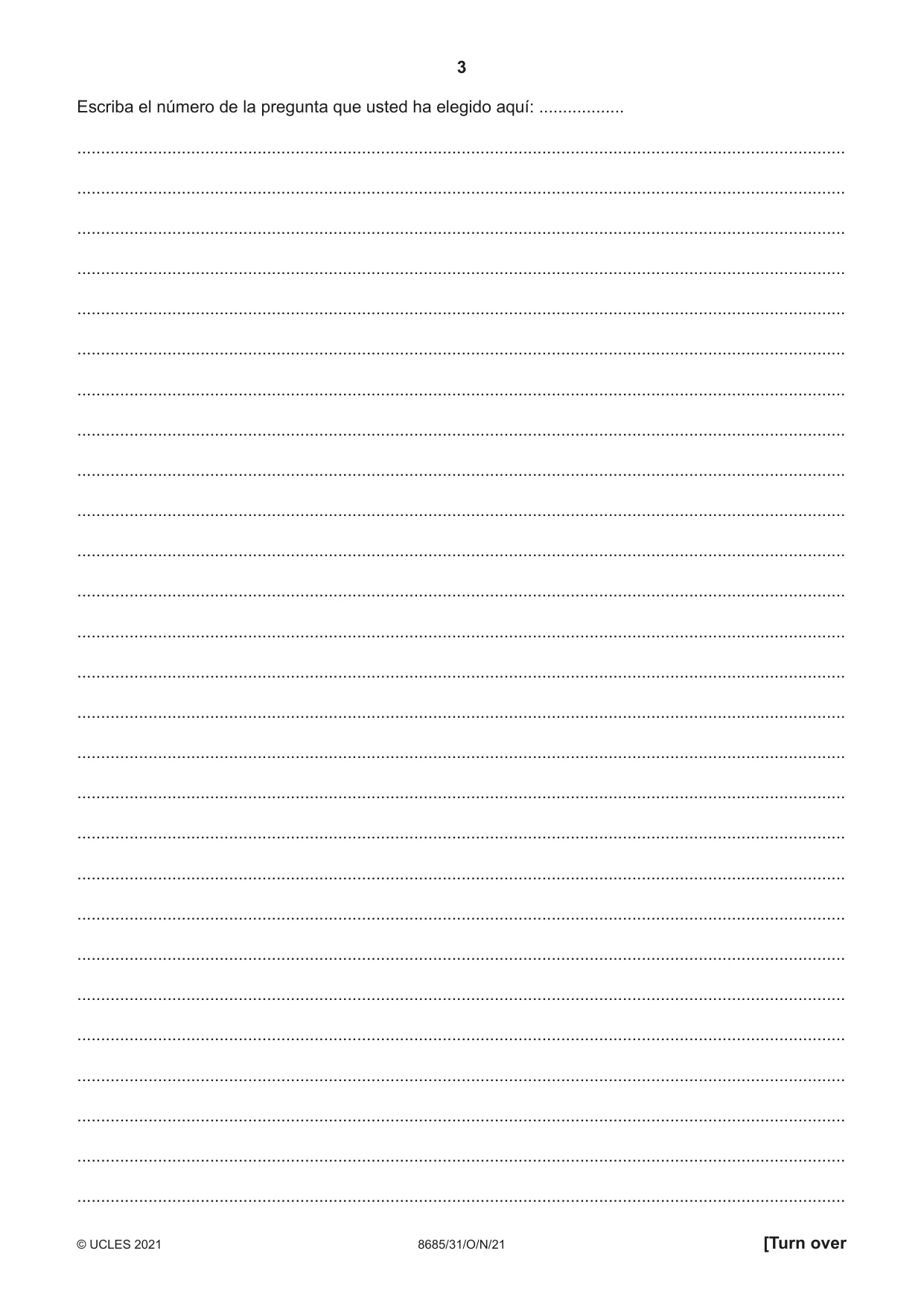 Cambridge A Level Spanish - Language (AS Level only) 8685 2021 Oct/Nov Paper 3 · Variant 1 question paper, page 3 of 8