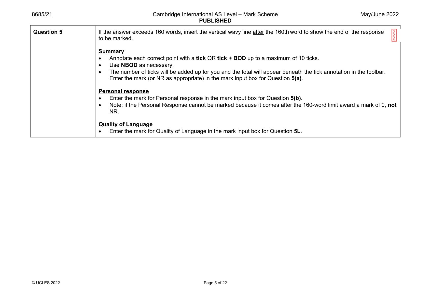 Mark scheme, page 5 of 22