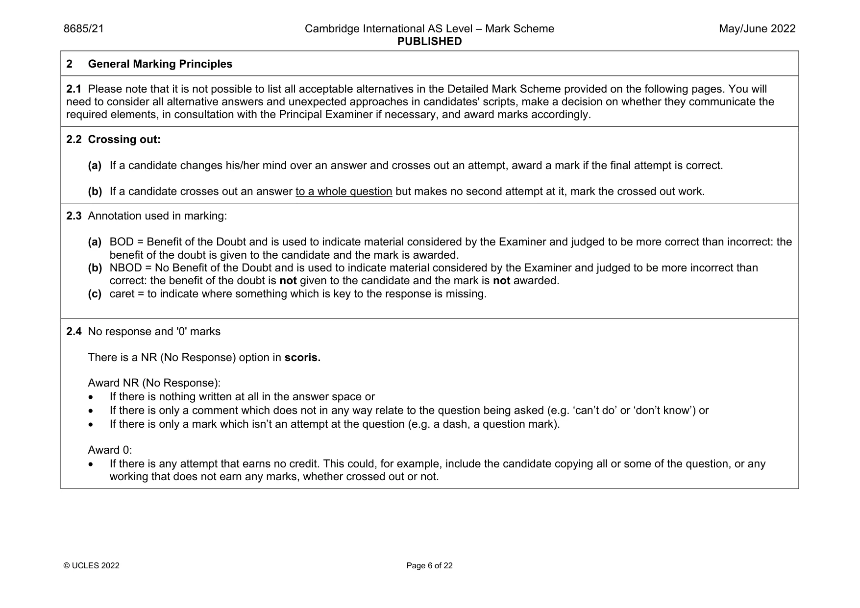 Mark scheme, page 6 of 22