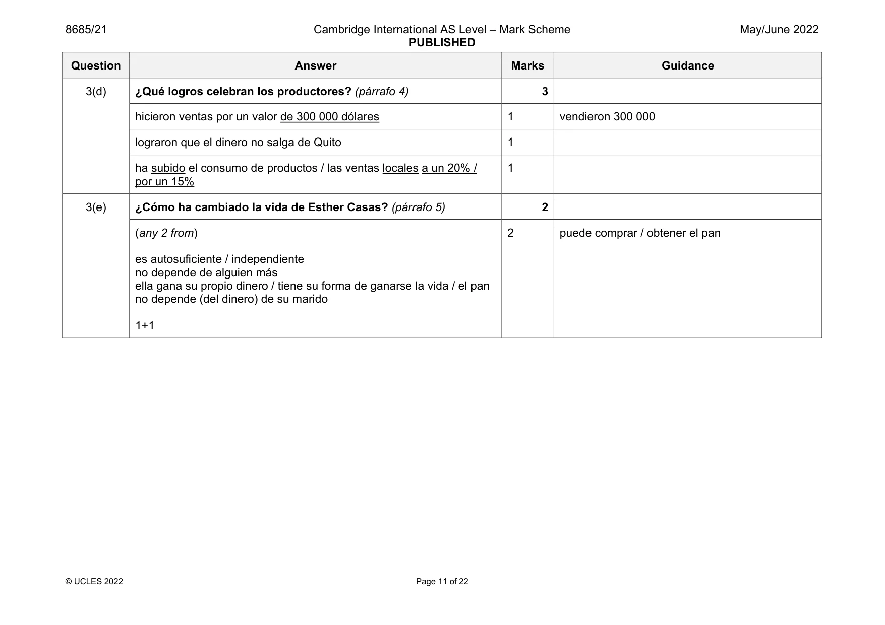 Mark scheme, page 11 of 22