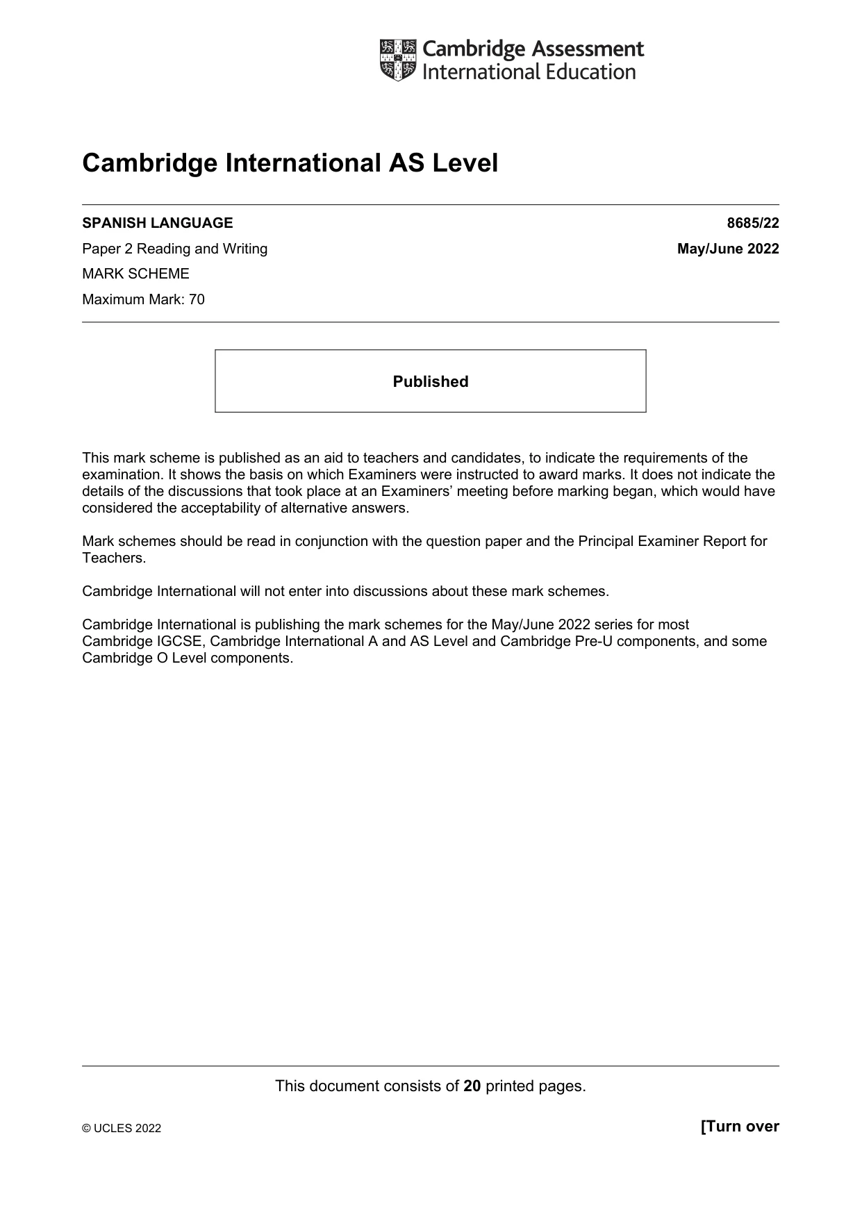 Mark scheme, page 1 of 20