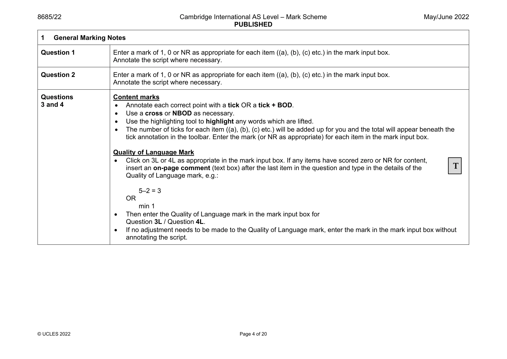 Mark scheme, page 4 of 20