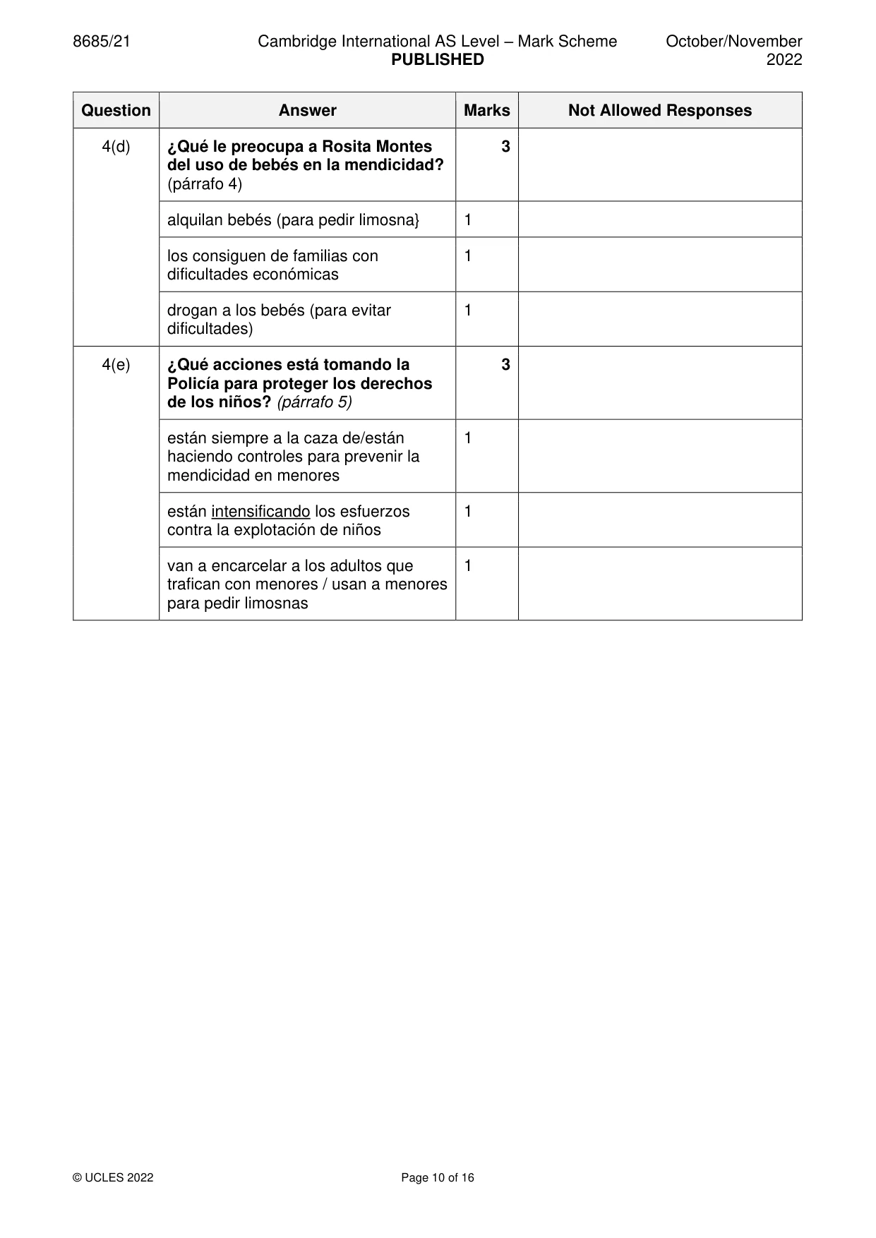 Mark scheme, page 10 of 16