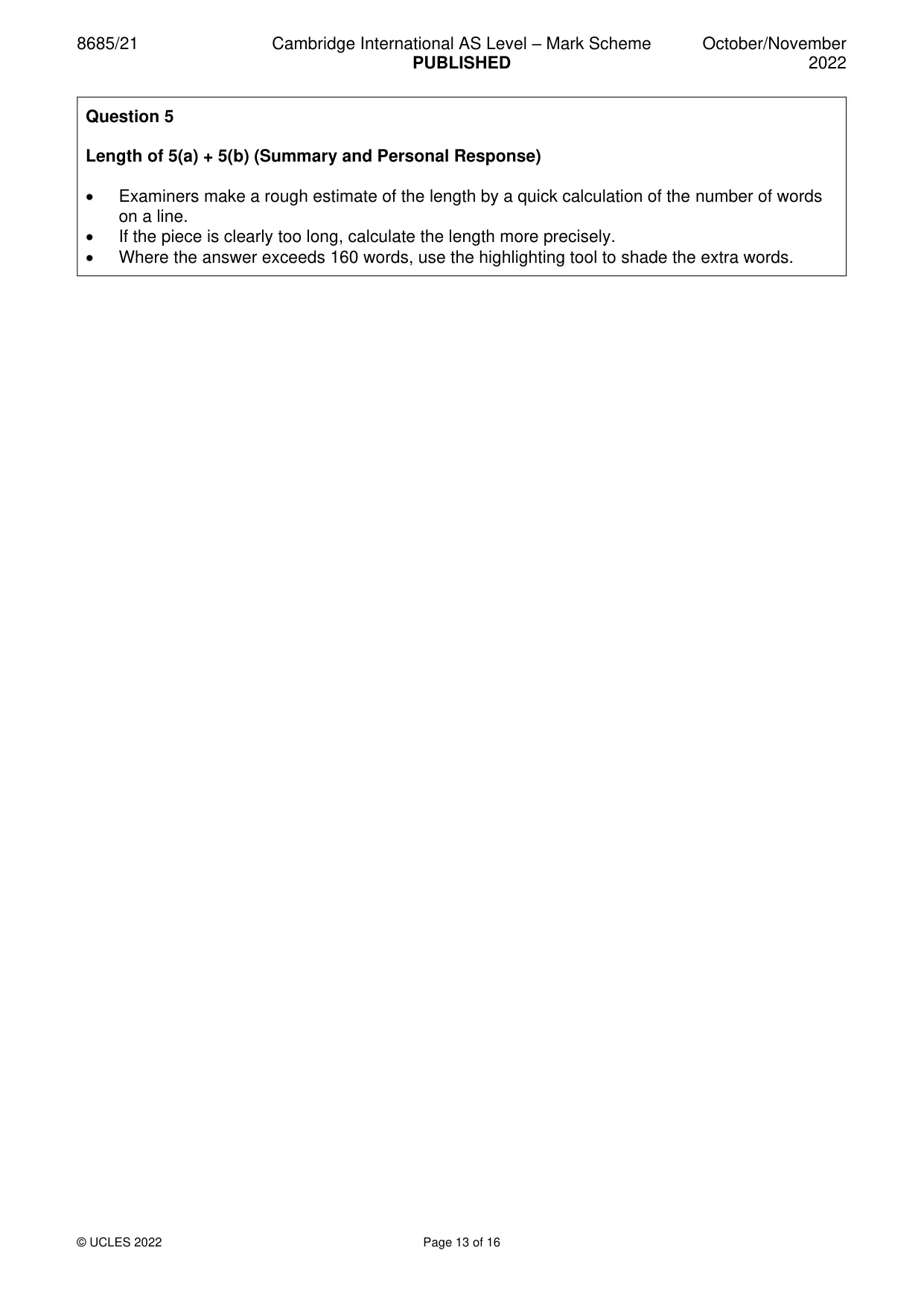 Mark scheme, page 13 of 16