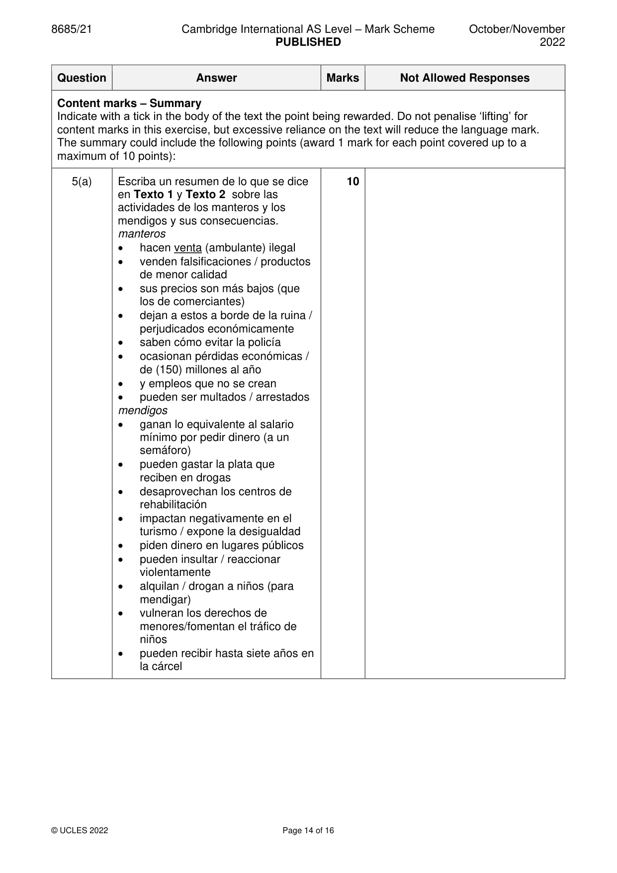 Mark scheme, page 14 of 16