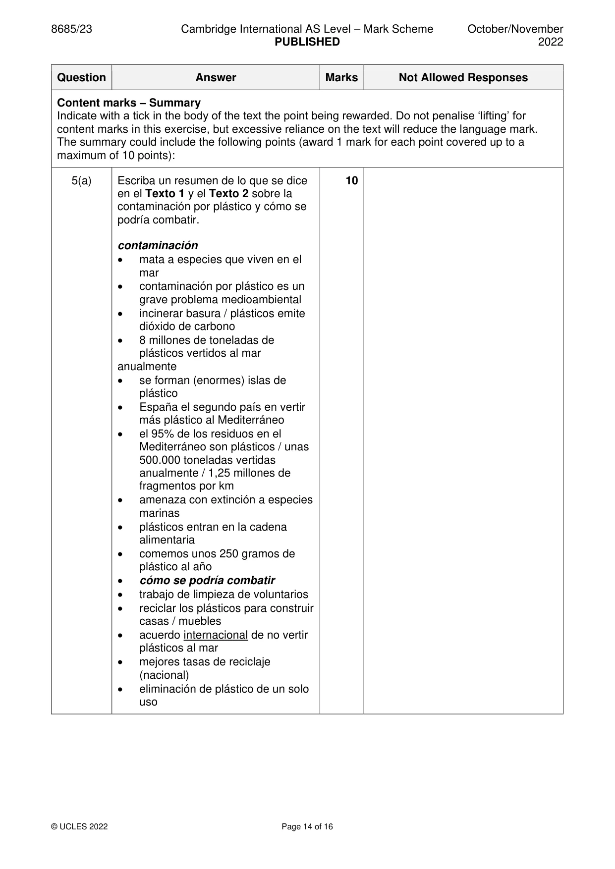 Mark scheme, page 14 of 16