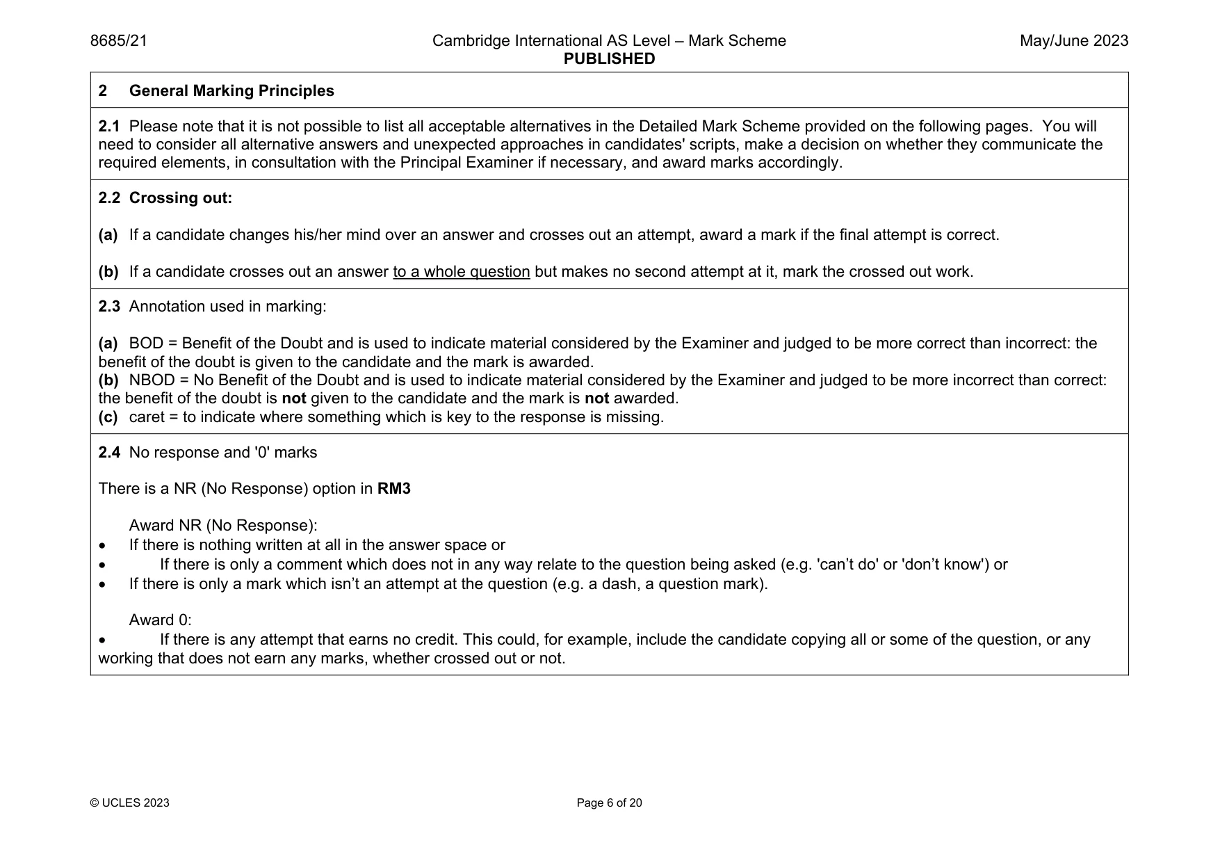 Mark scheme, page 6 of 20