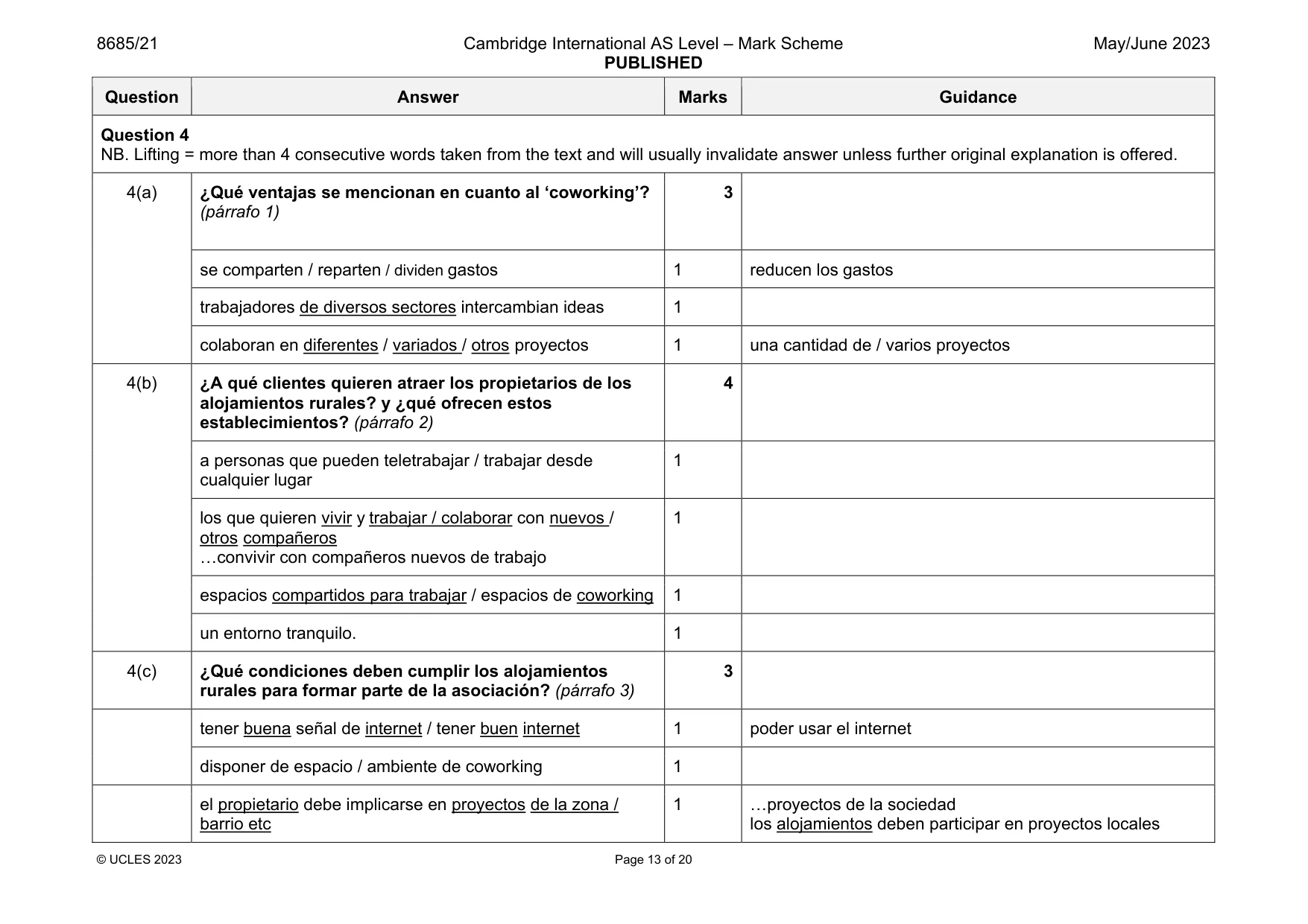 Mark scheme, page 13 of 20
