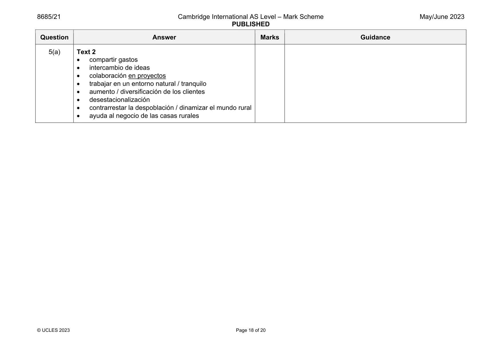 Mark scheme, page 18 of 20