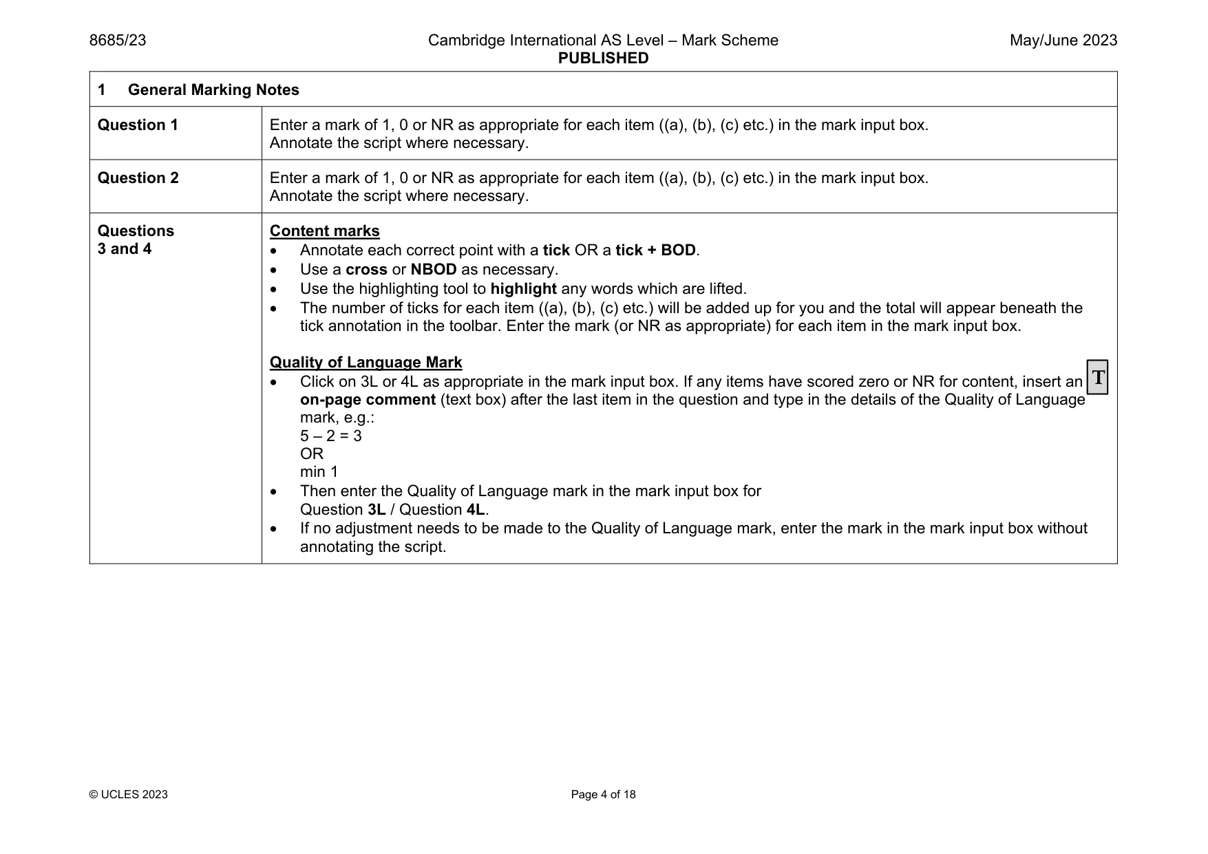 Mark scheme, page 4 of 18