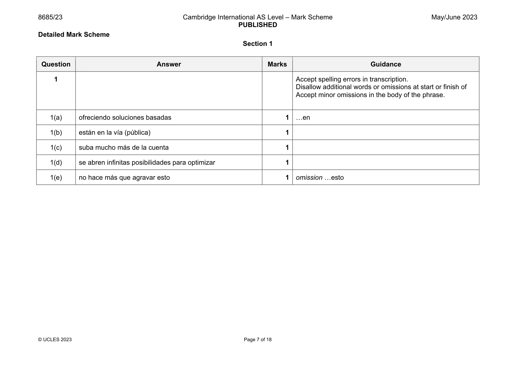 Mark scheme, page 7 of 18