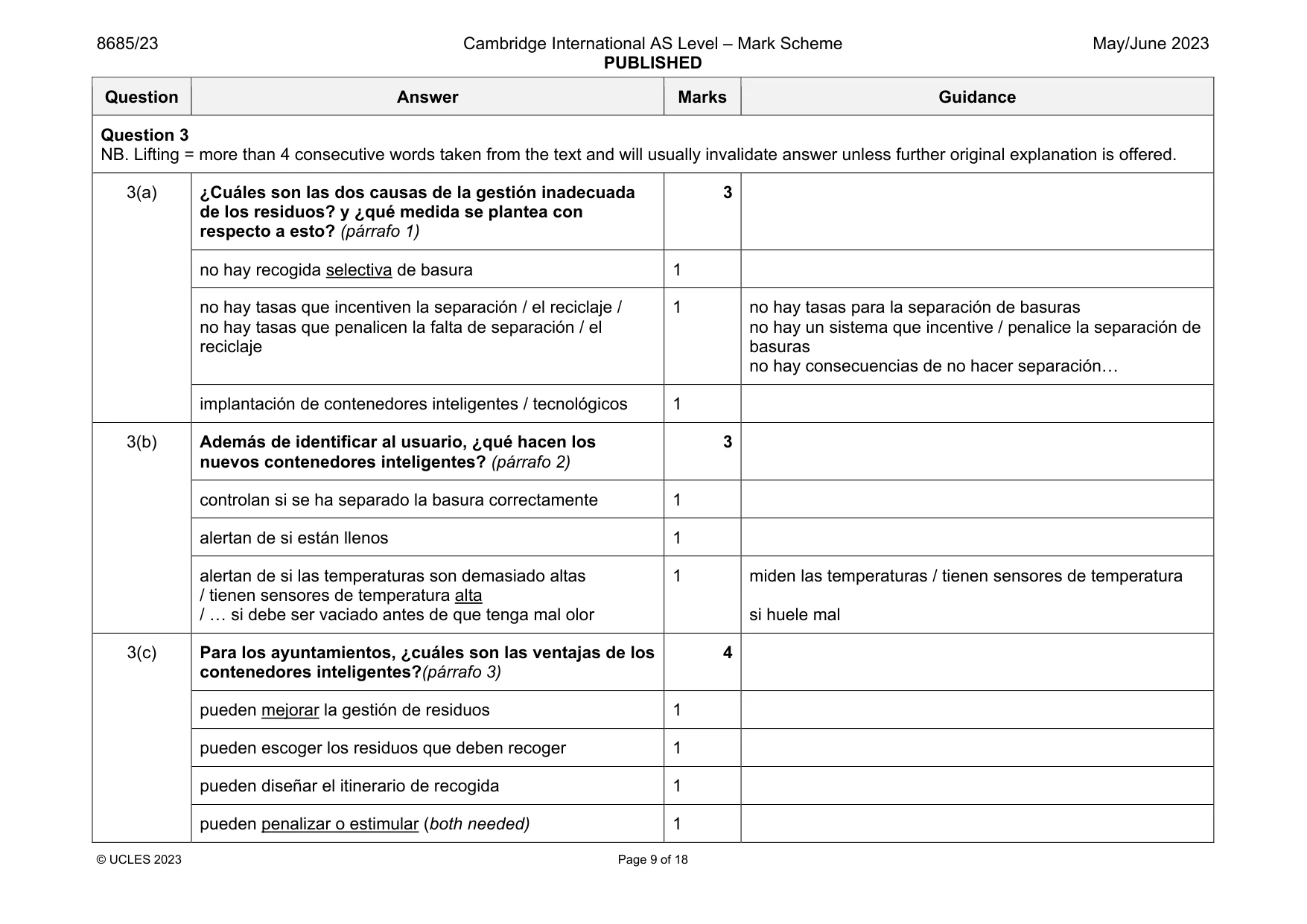Mark scheme, page 9 of 18