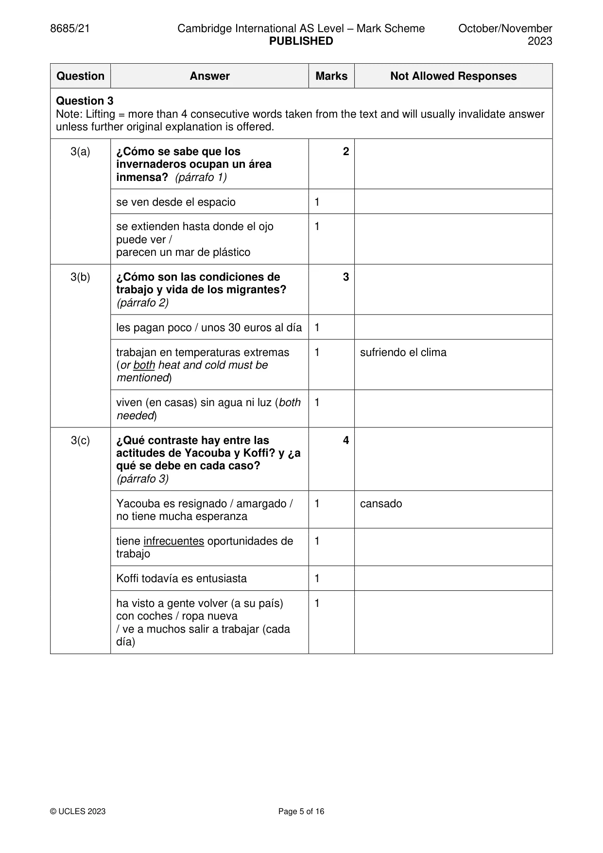 Mark scheme, page 5 of 16