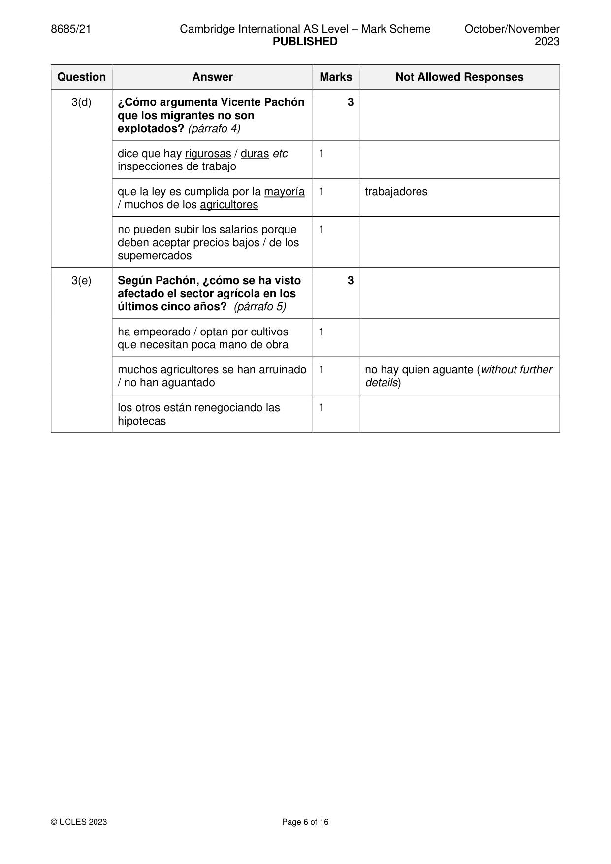 Mark scheme, page 6 of 16
