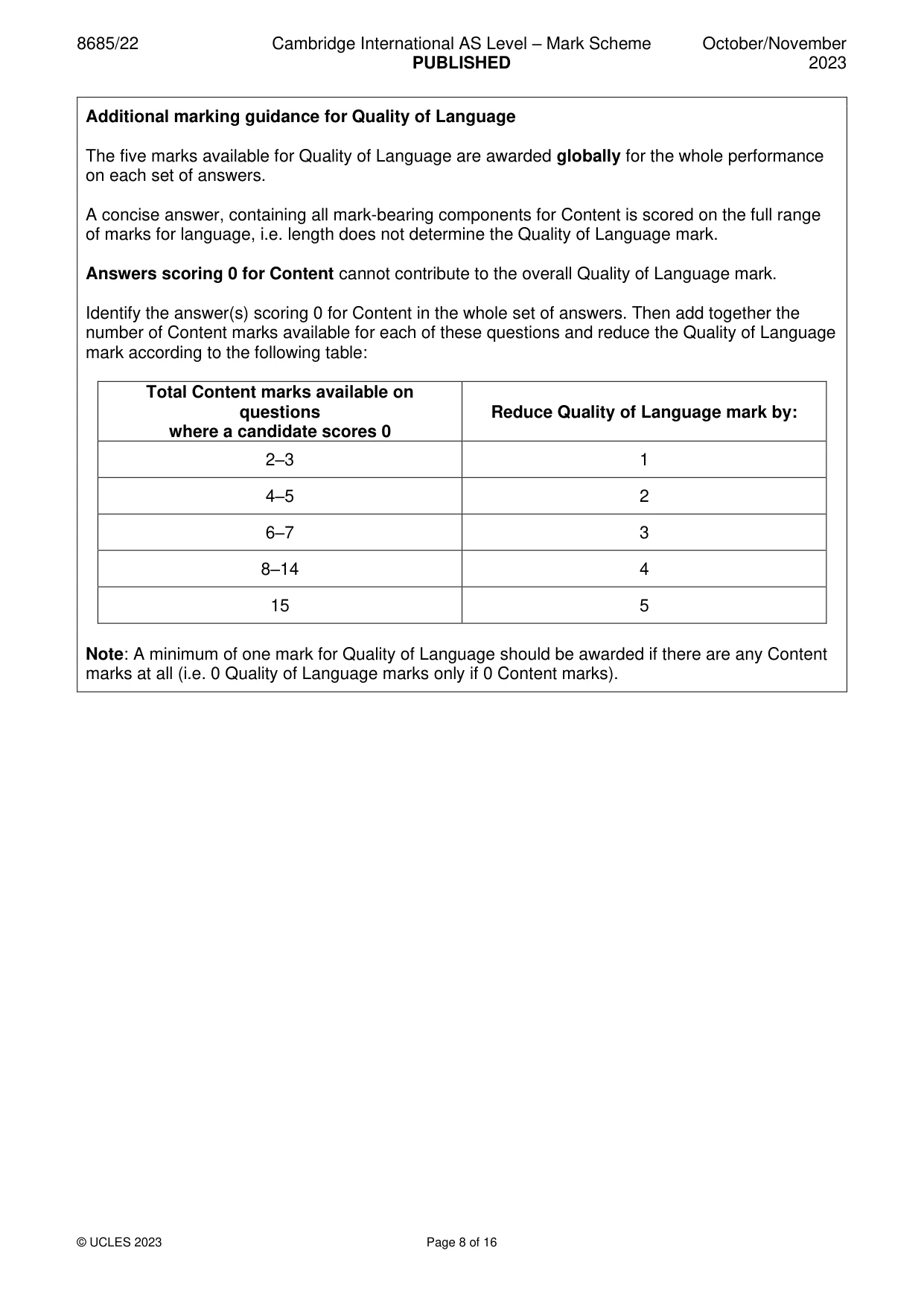 Mark scheme, page 8 of 16