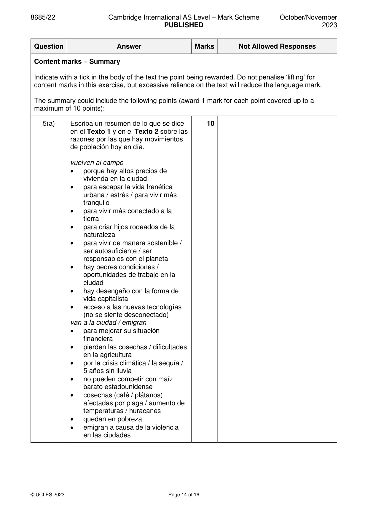 Mark scheme, page 14 of 16