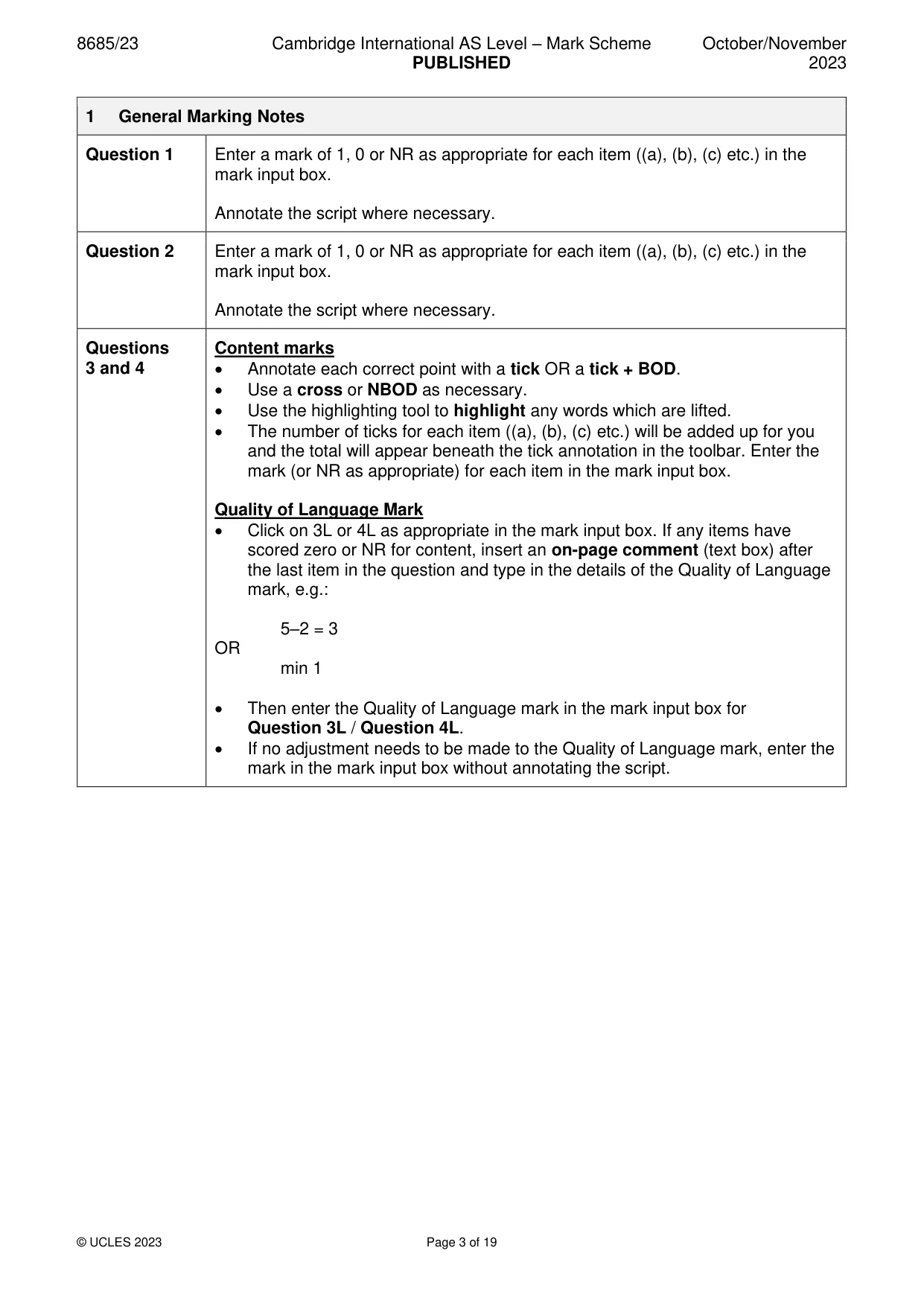 Mark scheme, page 3 of 19