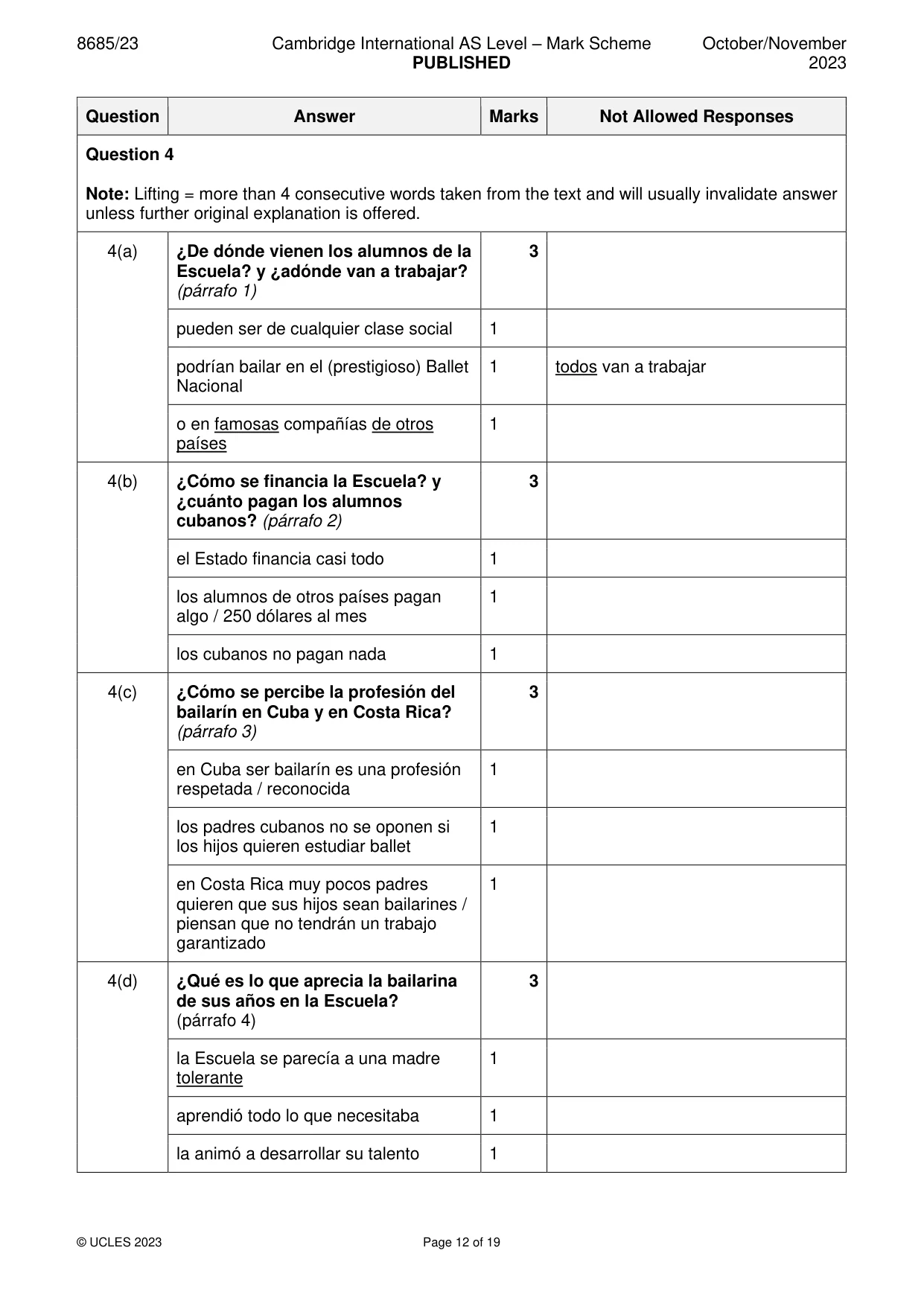 Mark scheme, page 12 of 19