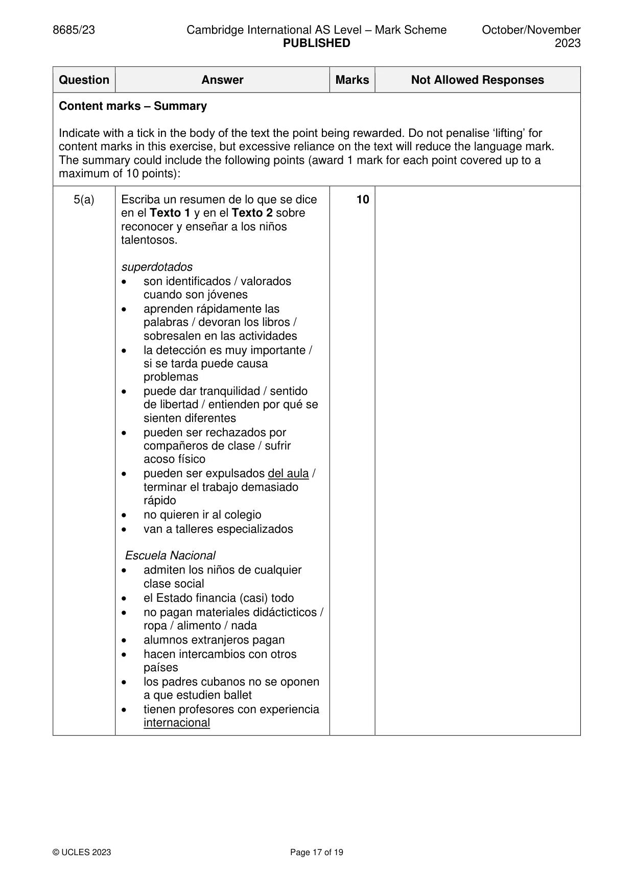 Mark scheme, page 17 of 19
