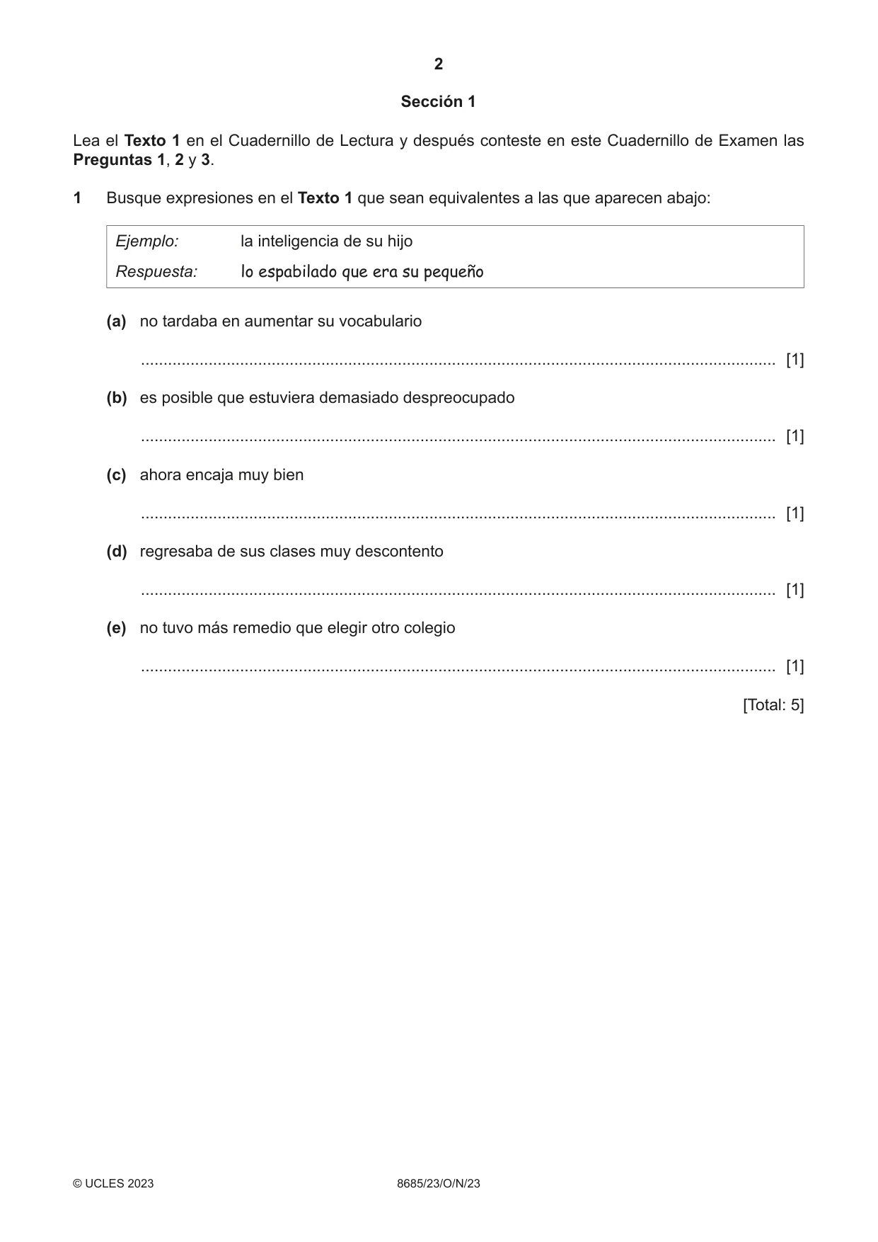 Cambridge A Level Spanish - Language (AS Level only) 8685 2023 Oct/Nov Paper 2 · Variant 3 question paper, page 2 of 8
