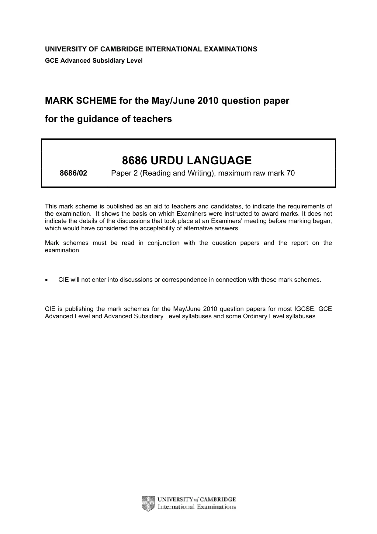Mark scheme, page 1 of 7