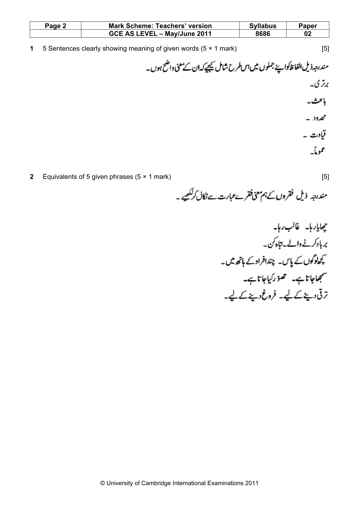 Mark scheme, page 2 of 8