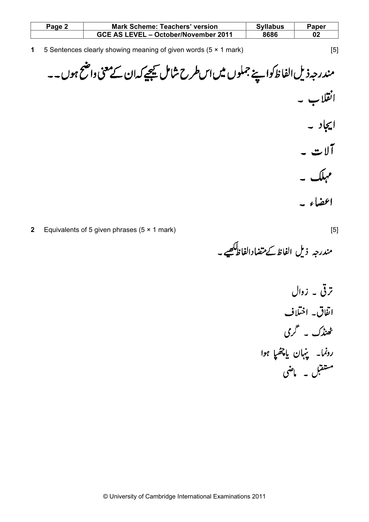 Mark scheme, page 2 of 9