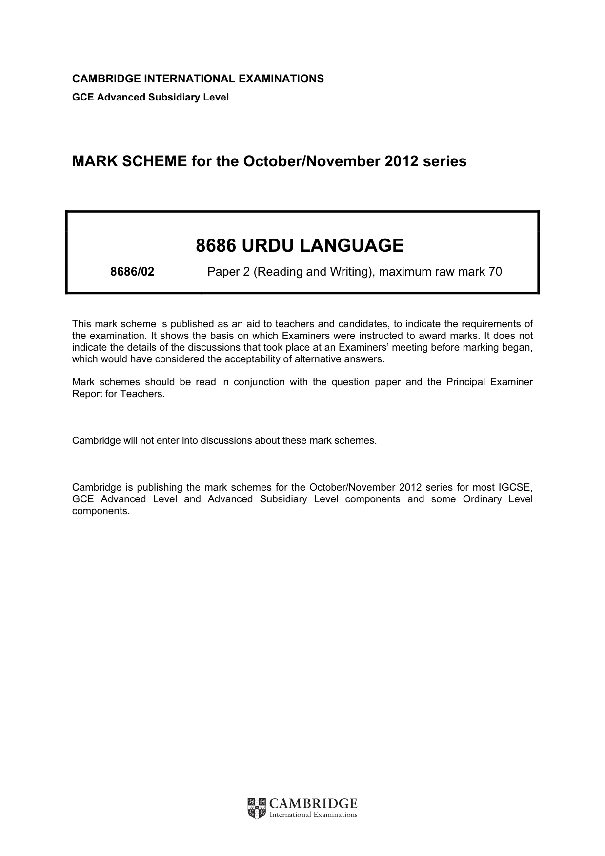 Mark scheme, page 1 of 8