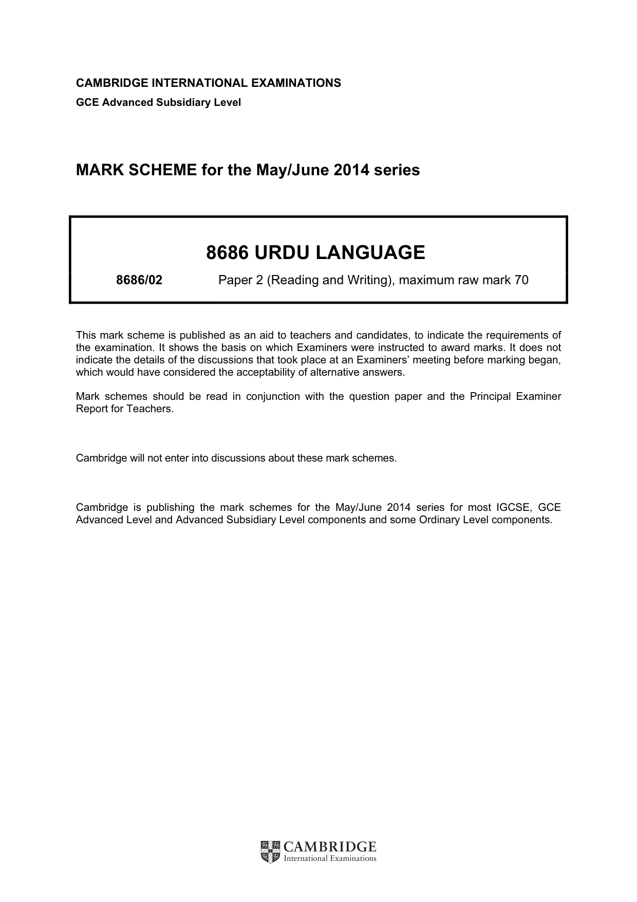 Mark scheme, page 1 of 8