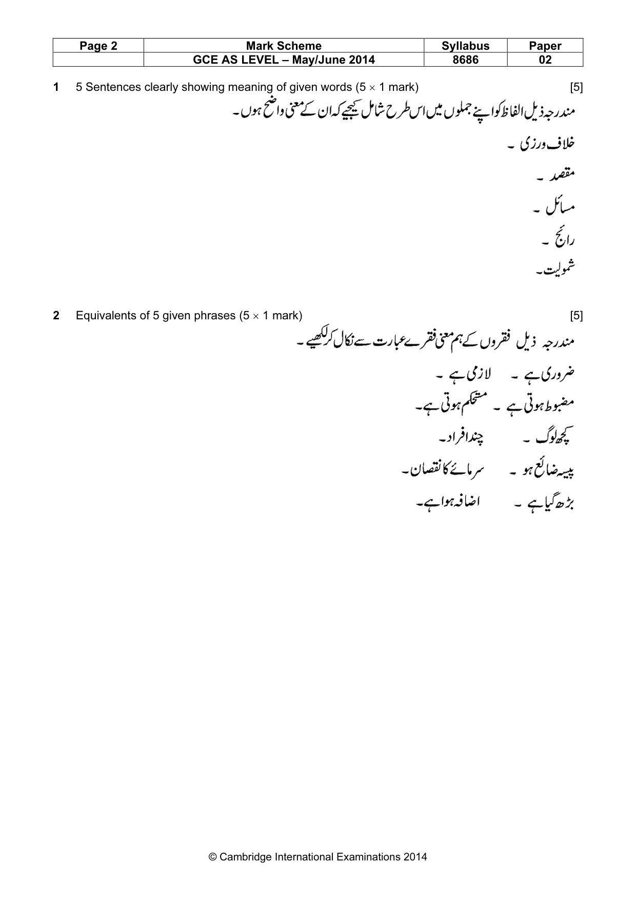 Mark scheme, page 2 of 8