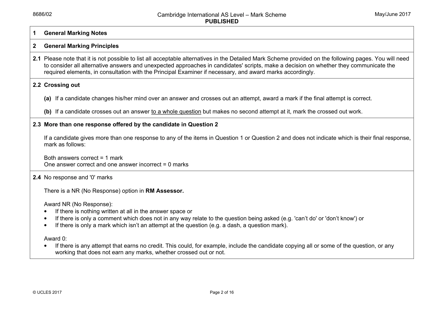 Mark scheme, page 2 of 16