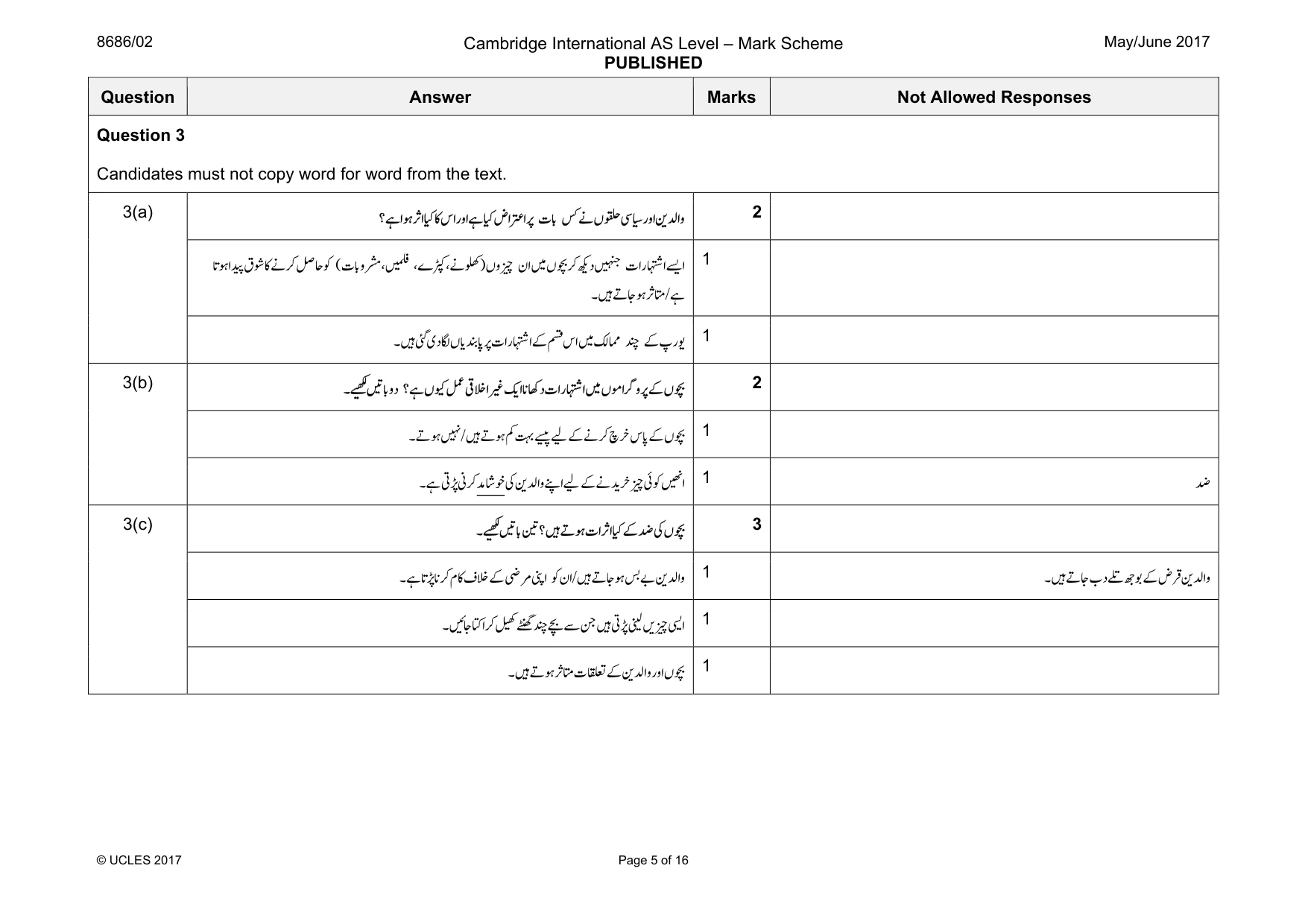 Mark scheme, page 5 of 16