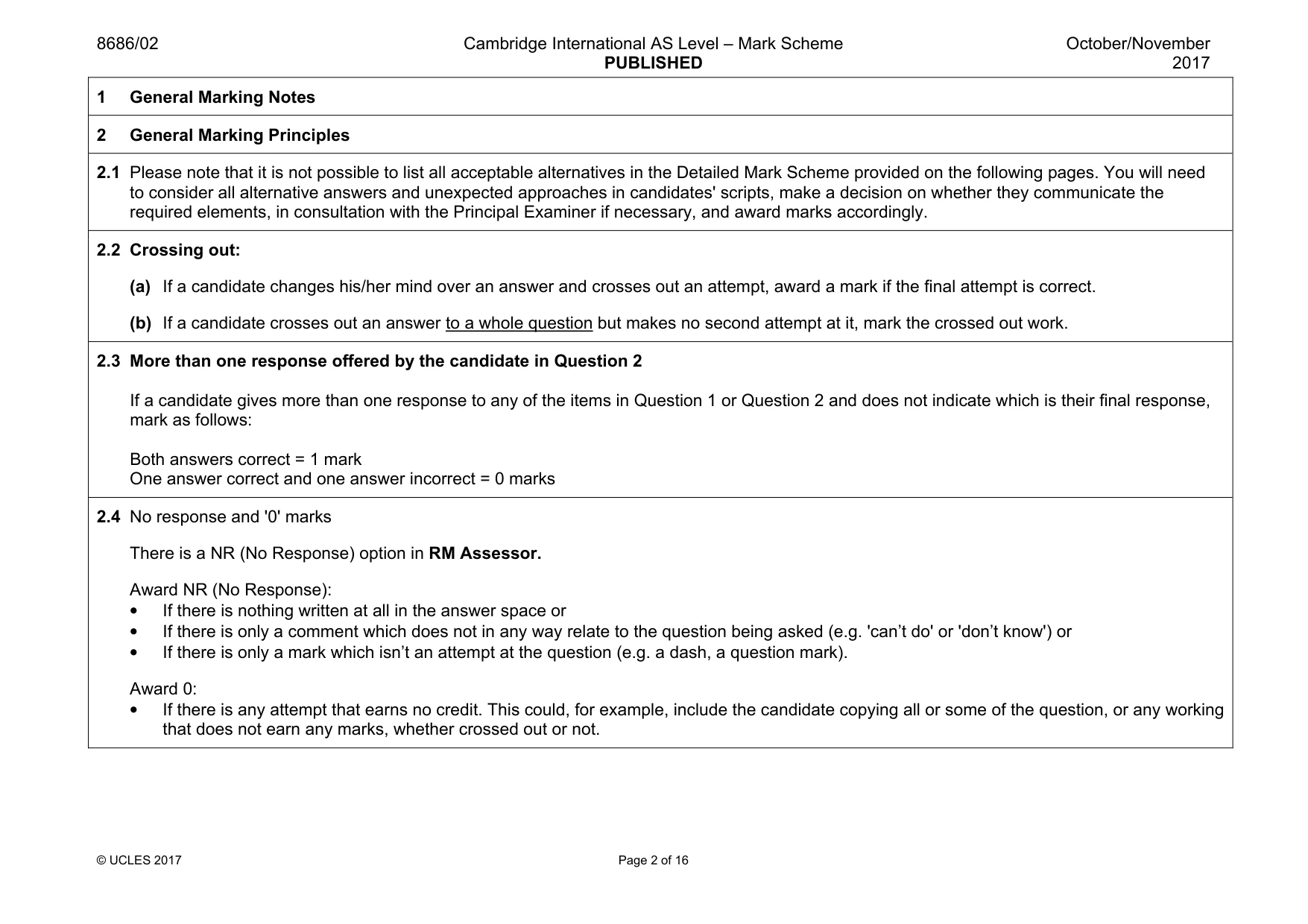 Mark scheme, page 2 of 16