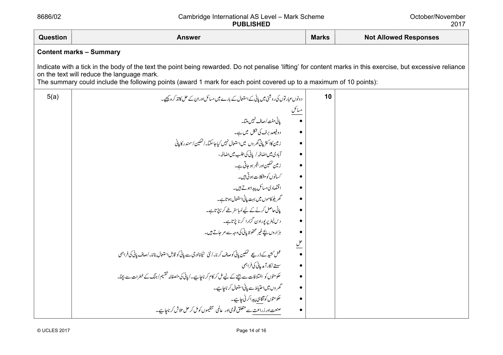 Mark scheme, page 14 of 16