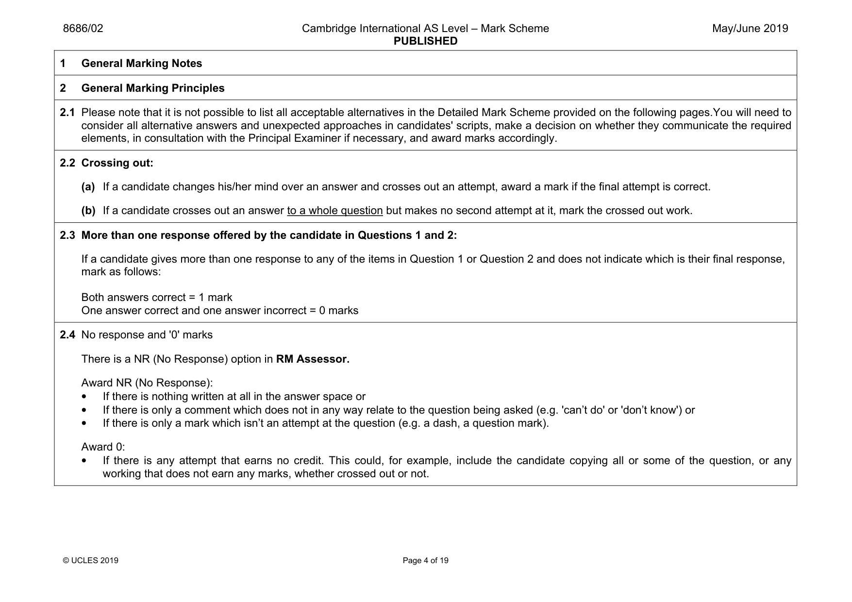 Mark scheme, page 4 of 19