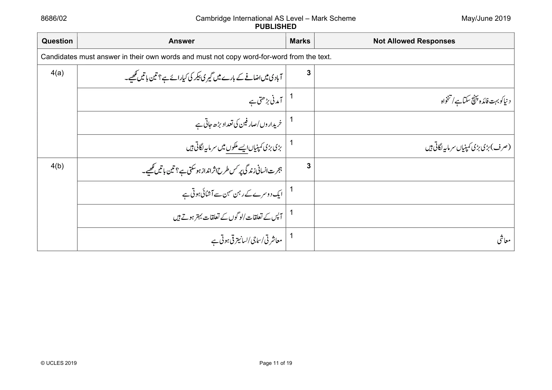Mark scheme, page 11 of 19