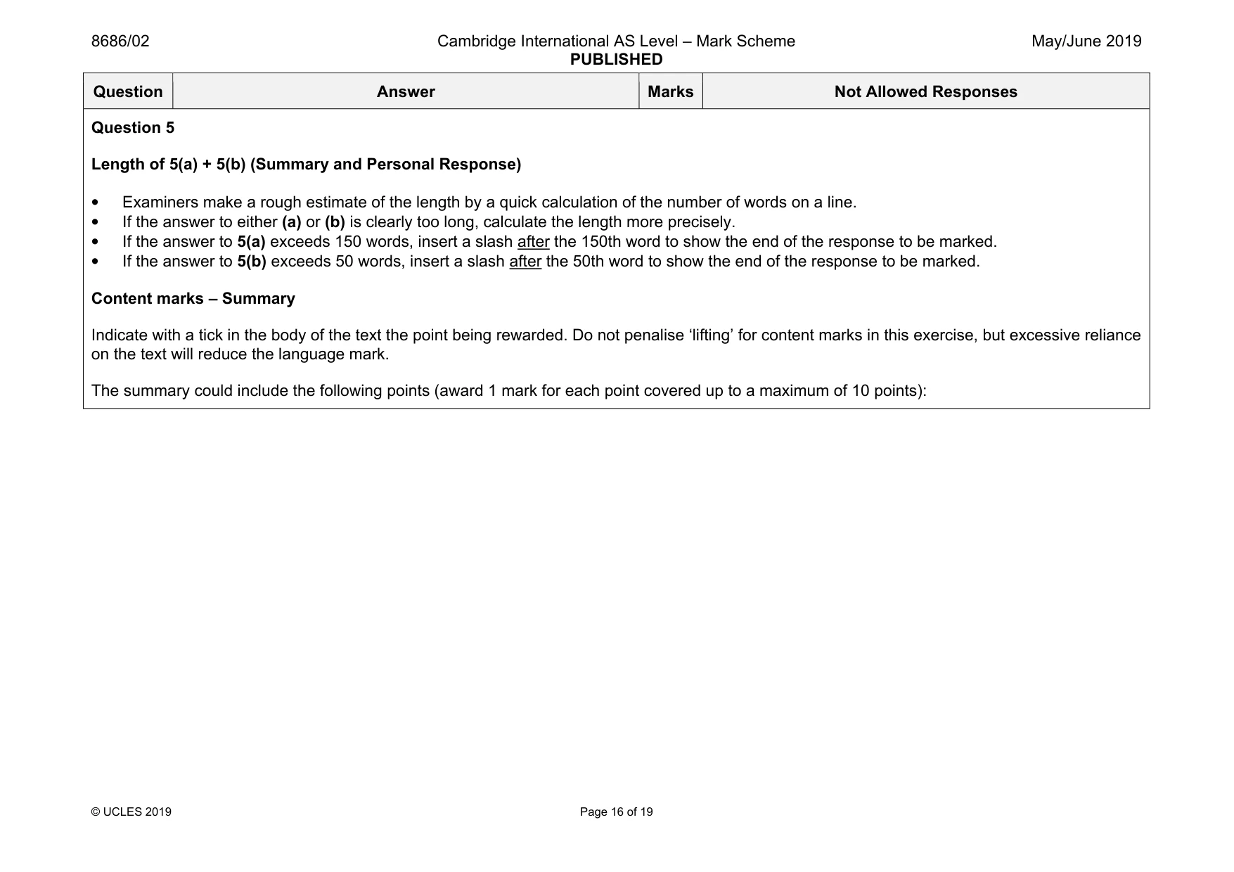 Mark scheme, page 16 of 19