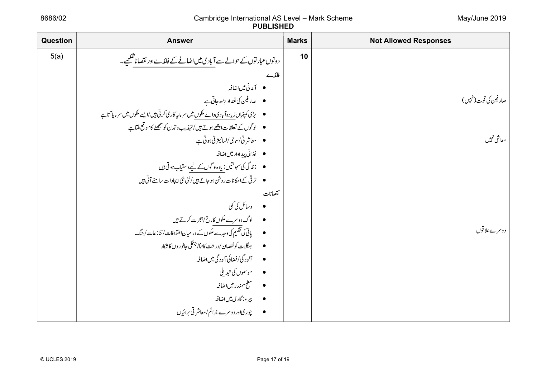Mark scheme, page 17 of 19