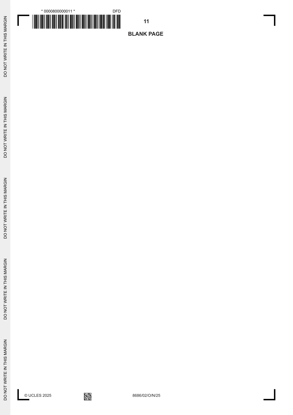 Cambridge A Level Urdu - Language (AS Level only) 8686 2025 Oct/Nov Paper 2 · Variant 0 question paper, page 11 of 12