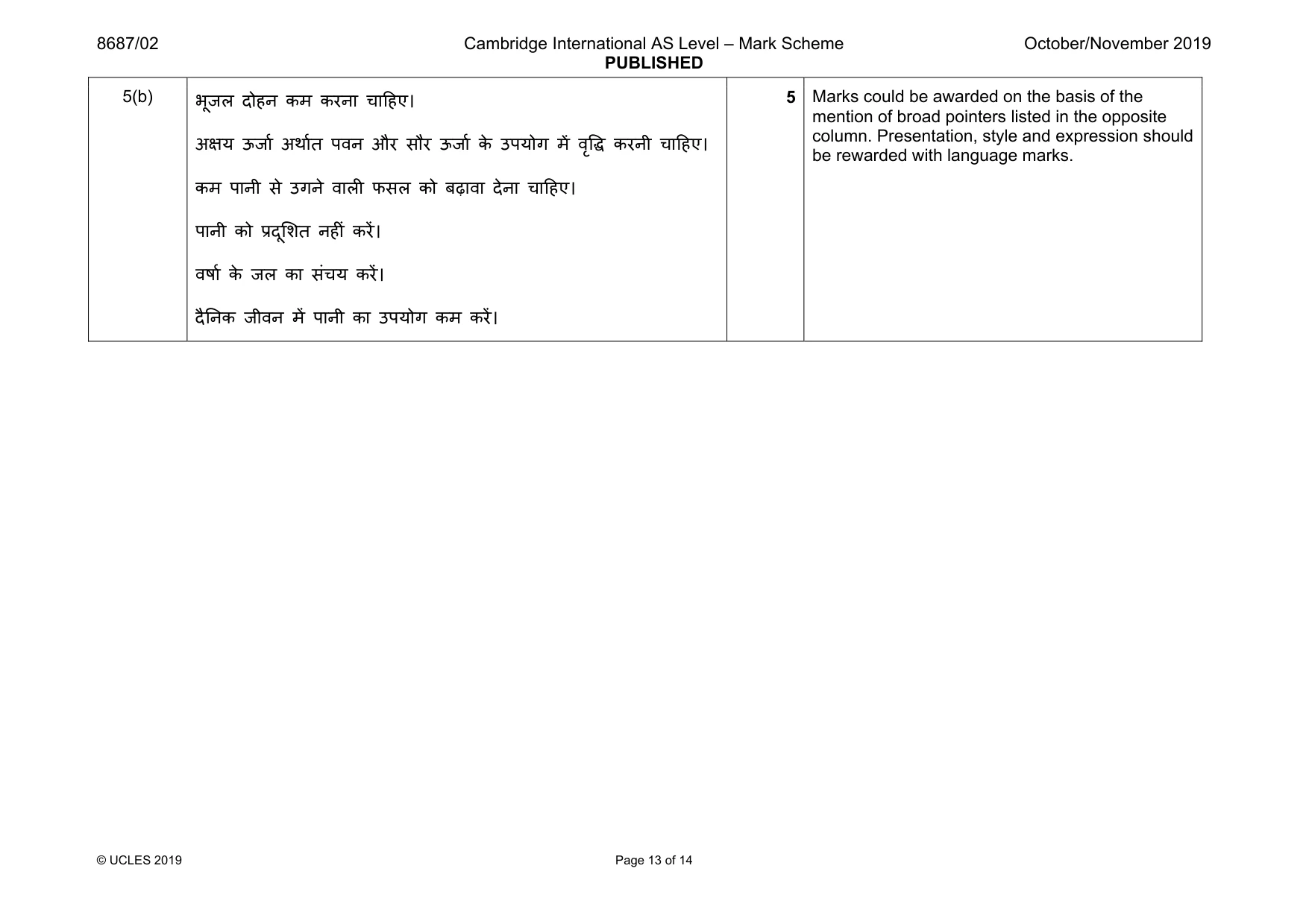 Mark scheme, page 13 of 14