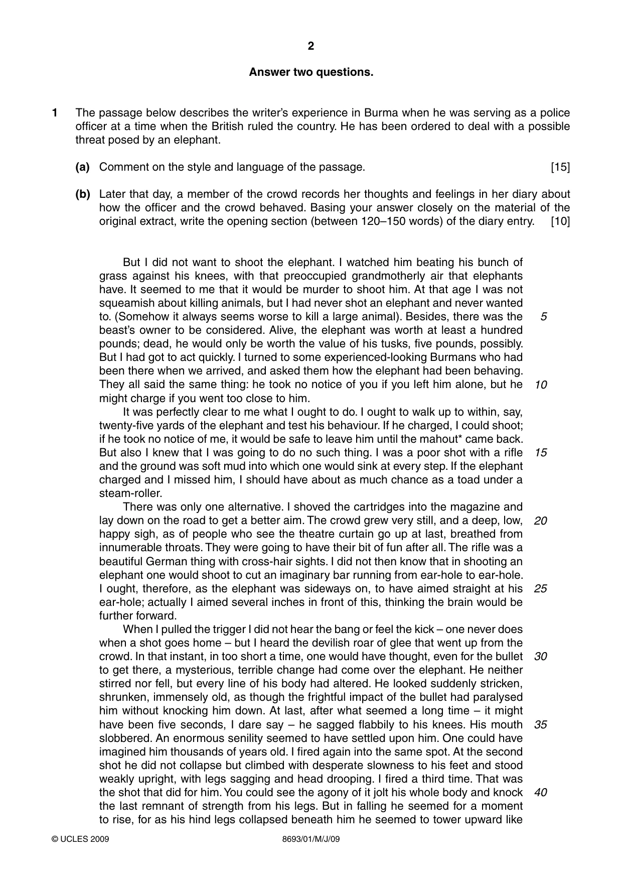Cambridge A Level English - Language AS Level (until 2013) 8693 2009 May/June Paper 1 · Variant 1 question paper, page 2 of 8