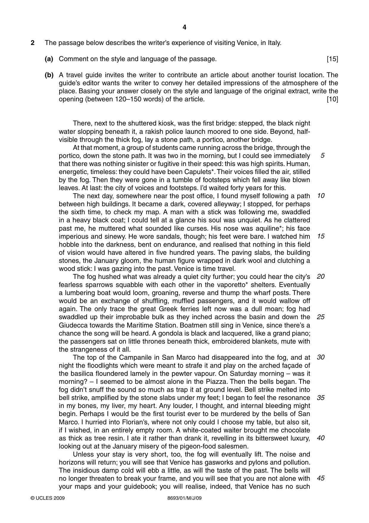 Cambridge A Level English - Language AS Level (until 2013) 8693 2009 May/June Paper 1 · Variant 1 question paper, page 4 of 8