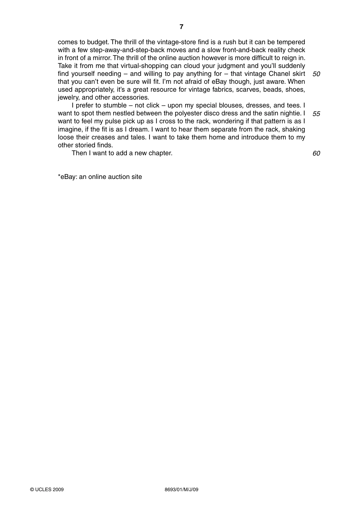 Cambridge A Level English - Language AS Level (until 2013) 8693 2009 May/June Paper 1 · Variant 1 question paper, page 7 of 8