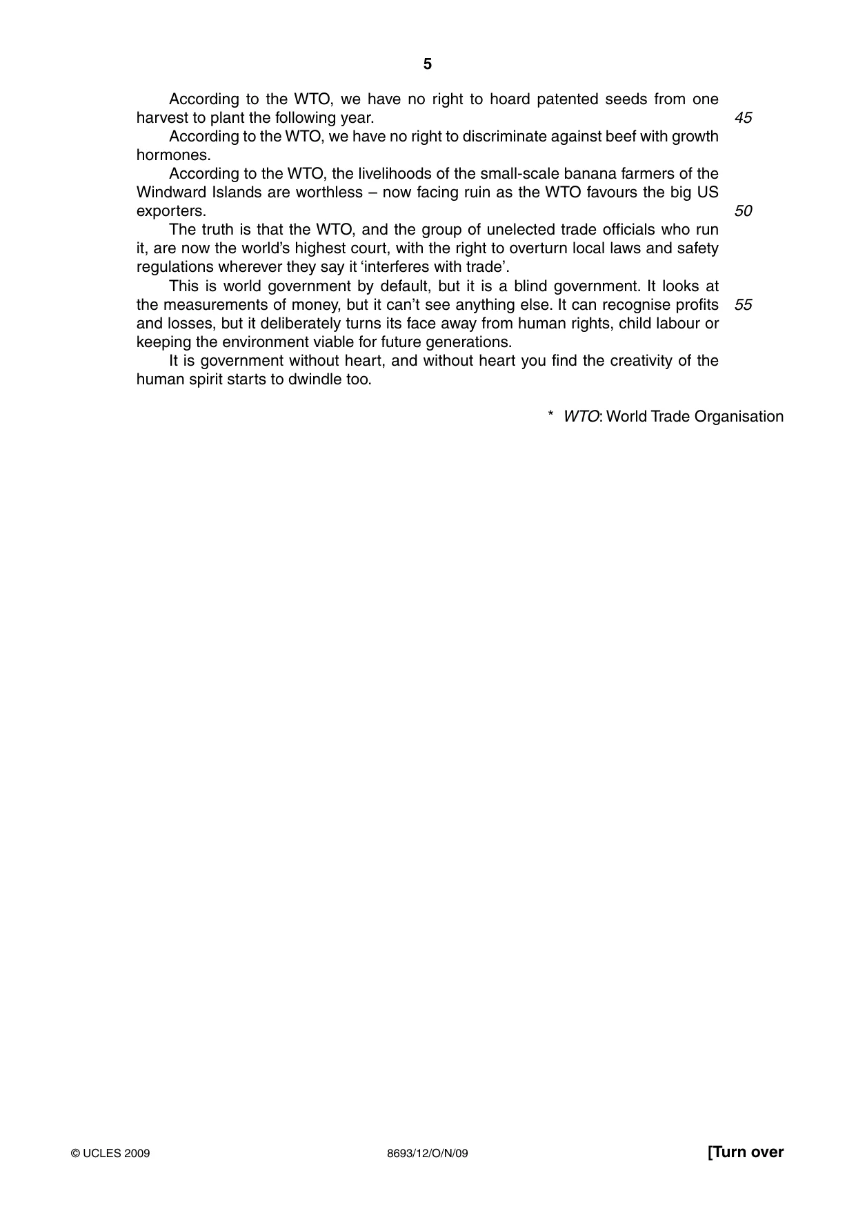Cambridge A Level English - Language AS Level (until 2013) 8693 2009 Oct/Nov Paper 1 · Variant 2 question paper, page 5 of 8