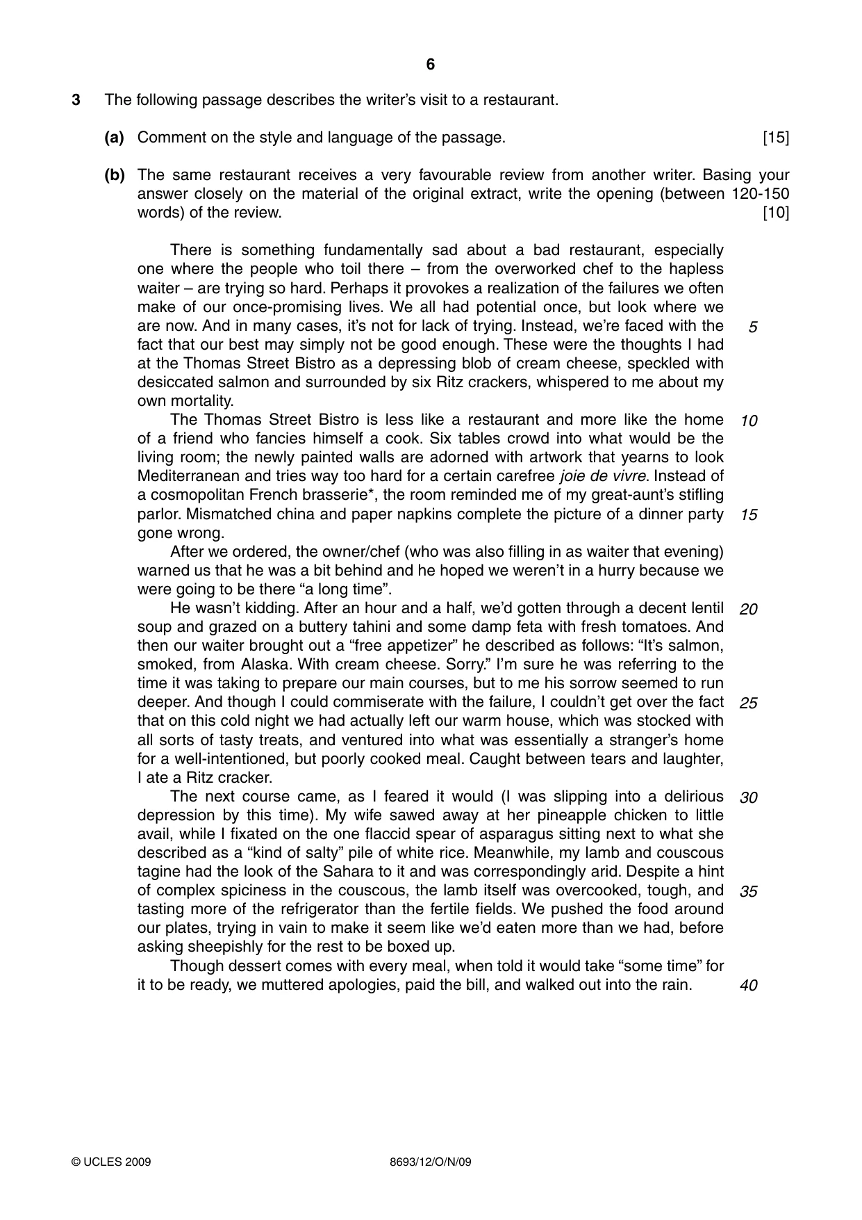 Cambridge A Level English - Language AS Level (until 2013) 8693 2009 Oct/Nov Paper 1 · Variant 2 question paper, page 6 of 8