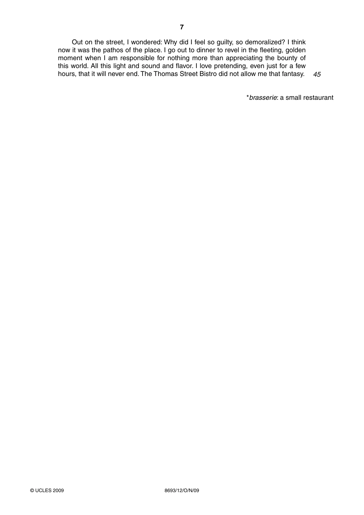 Cambridge A Level English - Language AS Level (until 2013) 8693 2009 Oct/Nov Paper 1 · Variant 2 question paper, page 7 of 8
